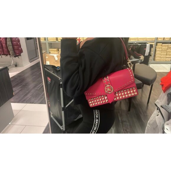 Michael Kors shoulder bag greenwich medium studded saffiano leather rubin red - Picture 2 of 12